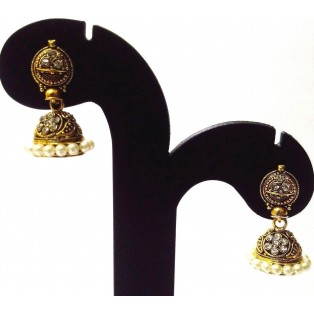 Golden Oxidized Earrings Ethnic Imitation Jewelry Chandelier Dangle Drop - EA33